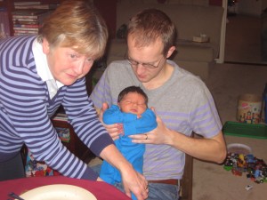 Proud Grandma, Dad and latest addition Daniel